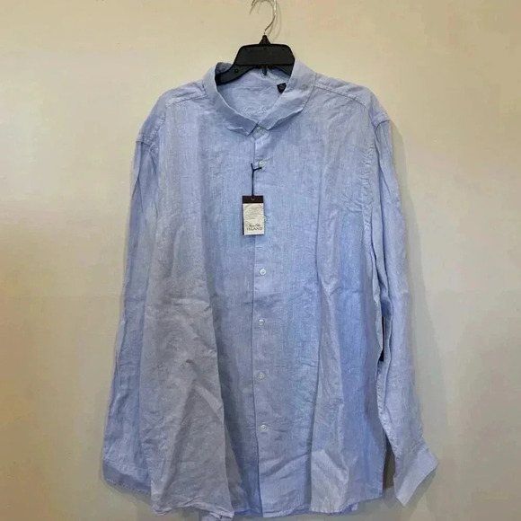 Mens Tasso Elba Linen Woven Button Down Shirt Long Sleeve Size 3XL NWT - B5 - Picture 2 of 9
